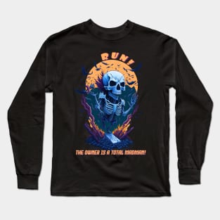 Frightened Skeleton Escaping Madness Long Sleeve T-Shirt